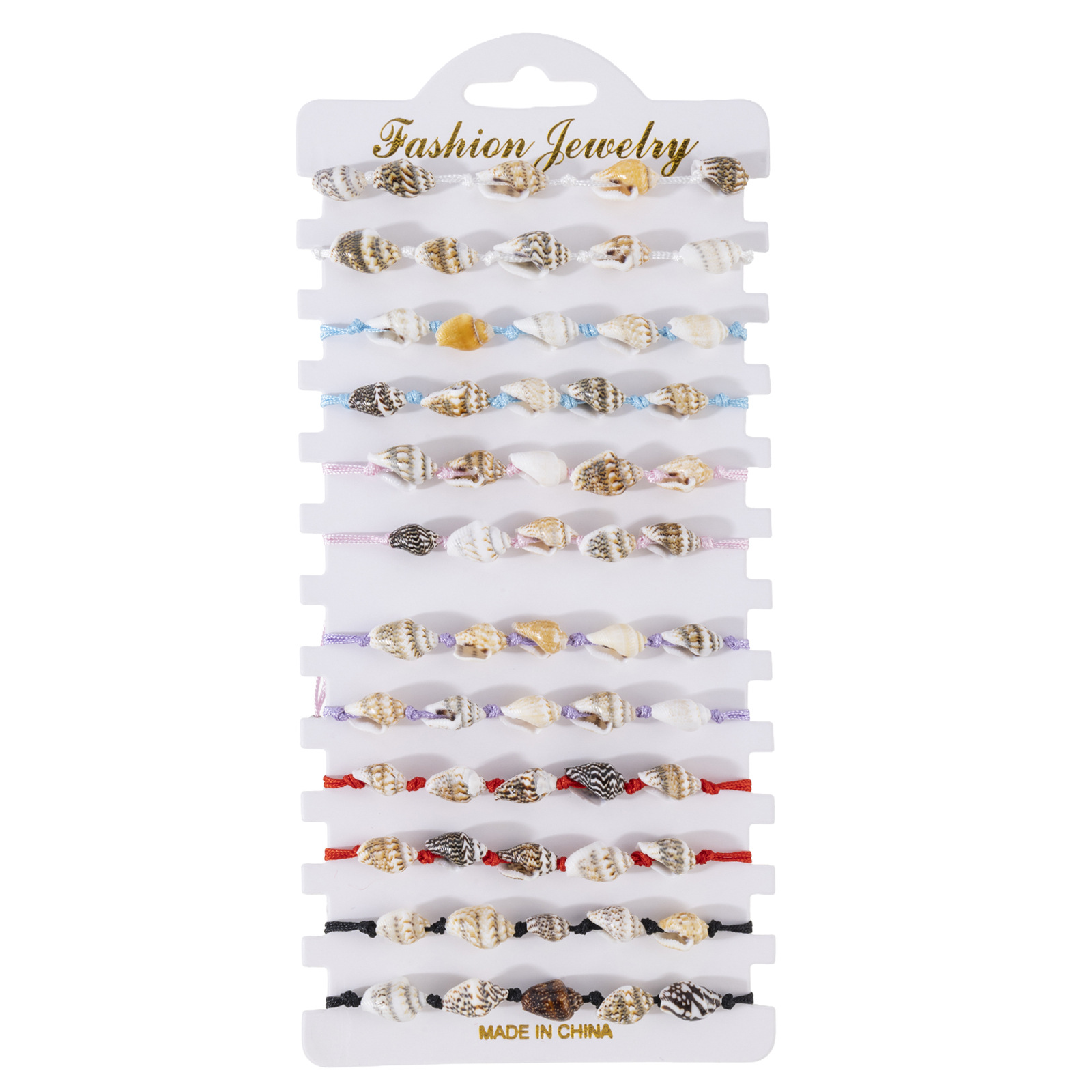 12pcs Natural Conch Bracelet Cowrie Shell Braided Adjustable Stackable Wristbands